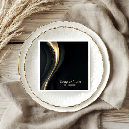 Servilleta De Papel Servilletas de boda negras y doradas modernas