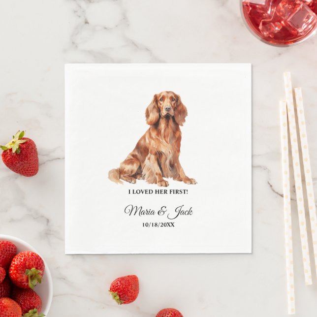 Servilleta De Papel Servilletas de boda para perro Setter Irlandés con (In situ)