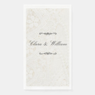 Servilleta De Papel Servilletas de boda perlas encaje blanco elegantes