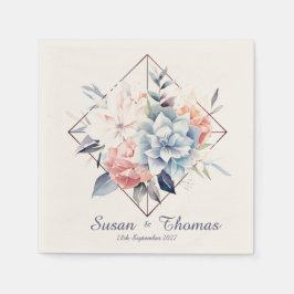 Servilleta De Papel Servilletas de boda personalizadas Blue Cube-Flowe