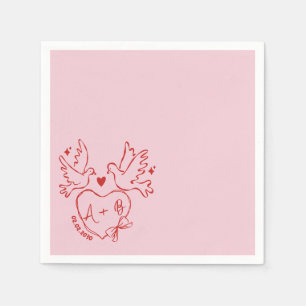 Servilleta De Papel Servilletas de boda personalizadas con corazón de