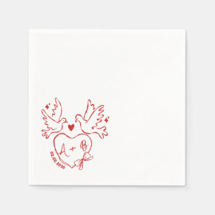 Servilleta De Papel Servilletas de boda personalizadas con corazón de