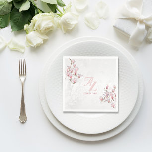 Servilleta De Papel Servilletas de boda personalizadas con magnolias a