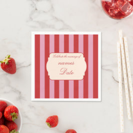 Servilleta De Papel Servilletas de boda personalizadas con rayas rosad