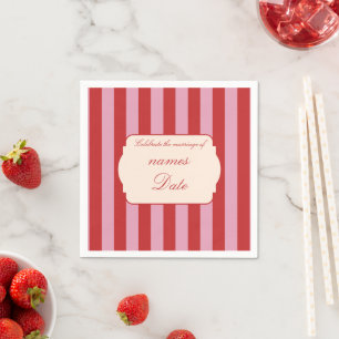 Servilleta De Papel Servilletas de boda personalizadas con rayas rosad