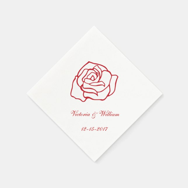 Servilleta De Papel Servilletas de boda personalizadas con rosa (Borde)
