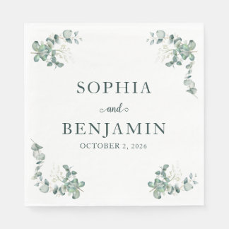Servilleta De Papel Servilletas de boda personalizadas de eucalipto el