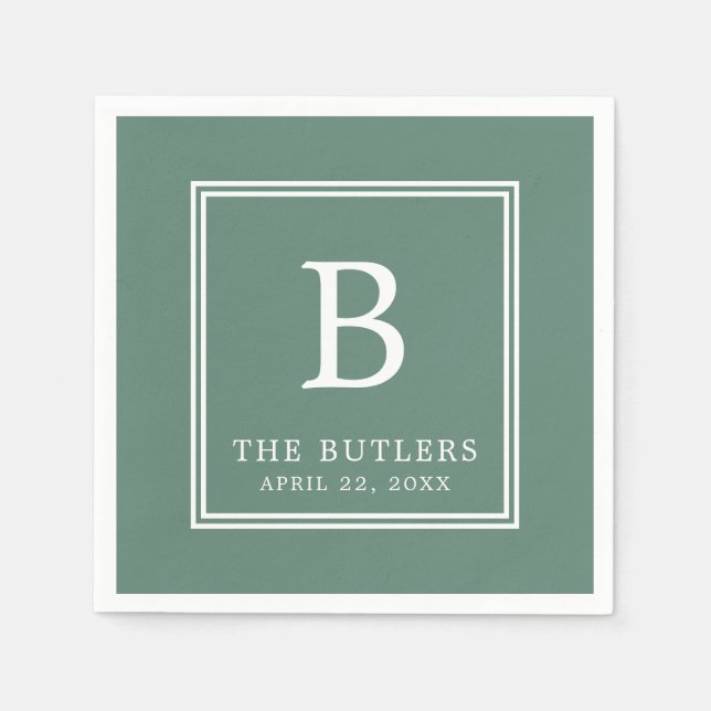 Servilleta De Papel Servilletas de boda personalizadas de eucalipto ve (Anverso)