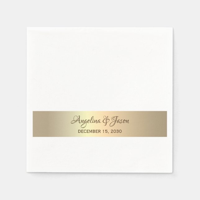 Servilleta De Papel Servilletas de boda personalizadas de oro (Anverso)