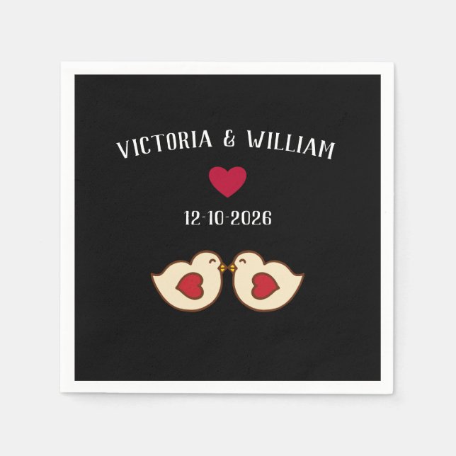 Servilleta De Papel Servilletas de boda personalizadas de pájaros de a (Anverso)