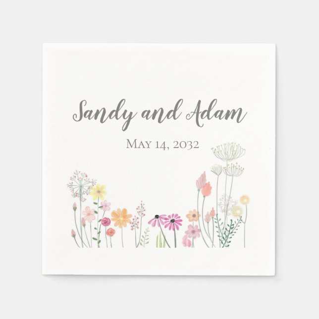 Servilleta De Papel Servilletas de boda personalizadas Flores de Veran (Anverso)