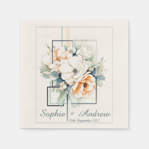 Servilleta De Papel Servilletas de boda personalizadas: Flores en marc