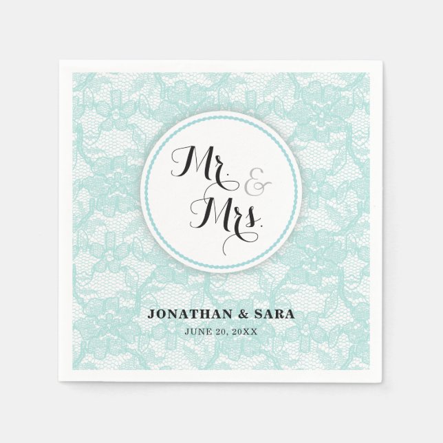 Servilleta De Papel Servilletas de boda personalizadas Mr. & Mrs. de e (Anverso)