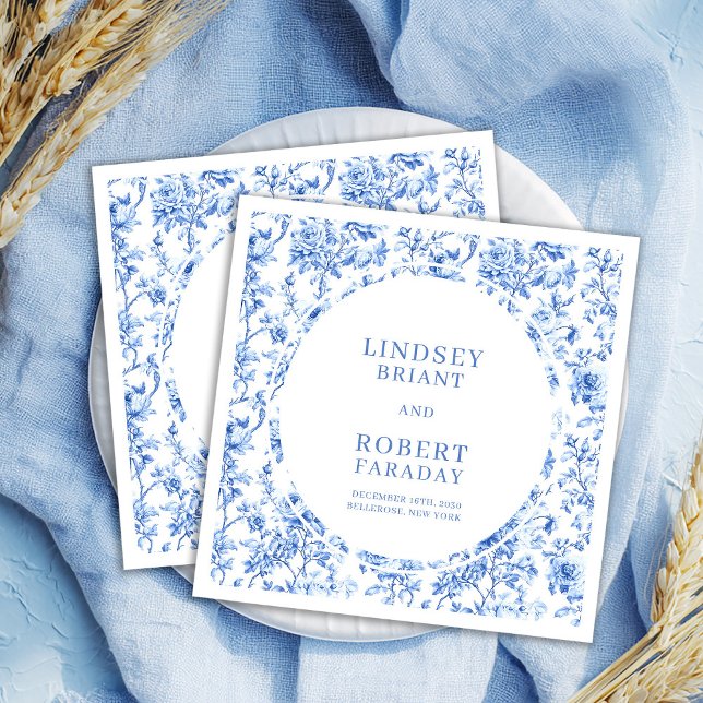 Servilleta De Papel Servilletas de boda personalizadas Timeless Navy R (Timeless Navy Roses Floral Custom Wedding Napkins)