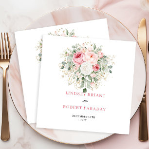 Servilleta De Papel Servilletas de boda refinadas Boho Blush Rose Euca