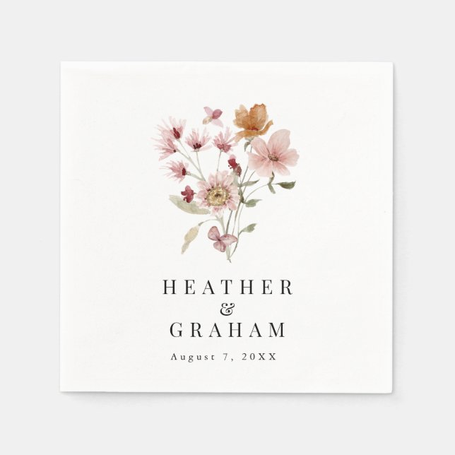 Servilleta De Papel Servilletas de Boda Rústicas Boho (Anverso)