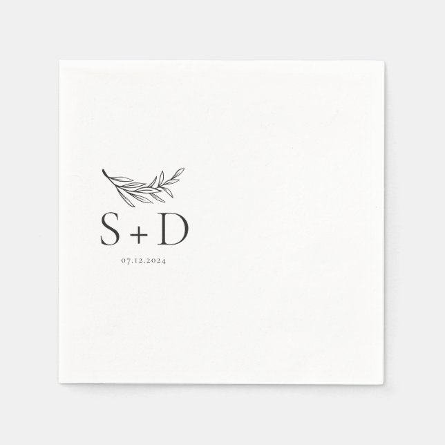 Servilleta De Papel Servilletas de boda sencillas con monograma (Anverso)