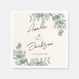 Servilleta De Papel Servilletas de boda verde salvia eucalipto rústico
