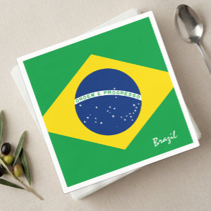 Servilleta De Papel Servilletas de Brasil, bandera brasileña fiesta /