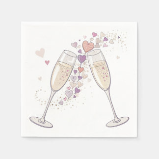 Servilleta De Papel Servilletas de brindis de champán - Corazones y bu