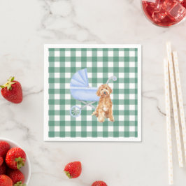 Servilleta De Papel Servilletas de Cachorro de Cuadros Gingham Golden 