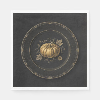 Servilleta De Papel Servilletas de calabaza dorada de Halloween gótico