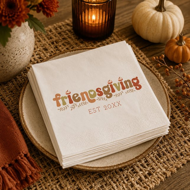 Servilleta De Papel Servilletas de cena de Acción de Gracias con acuar (Cozy friendsgiving paper napkins)