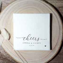 Servilleta De Papel Servilletas de cóctel Cheers Corazón Boda Moderna