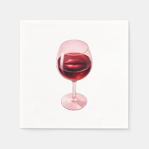 Servilleta De Papel Servilletas de cóctel con copa de vino y labios ro