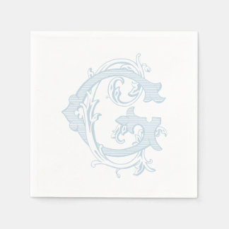 Servilleta De Papel Servilletas de cóctel con monograma "G" azul claro