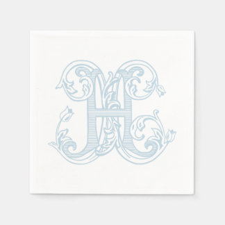 Servilleta De Papel Servilletas de cóctel con monograma "H" azul claro