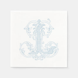 Servilleta De Papel Servilletas de cóctel con monograma "L" azul claro