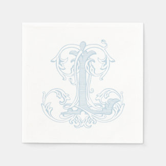 Servilleta De Papel Servilletas de cóctel con monograma "L" azul claro