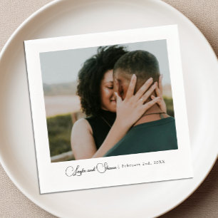 Servilleta De Papel Servilletas de cóctel de boda con foto de compromi