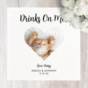 Servilleta De Papel Servilletas de cóctel de boda con foto de gato