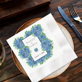 Servilleta De Papel Servilletas de cóctel de boda con hortensias acuar