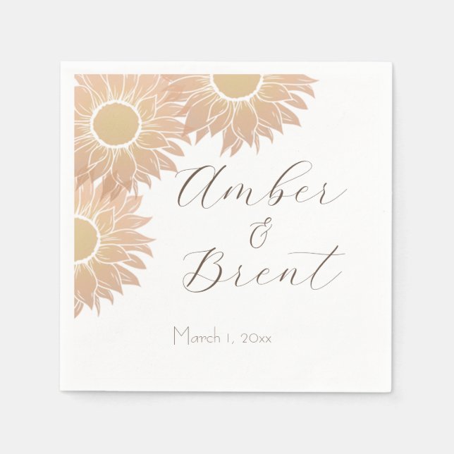 Servilleta De Papel Servilletas de cóctel de boda de girasol modernas  (Anverso)