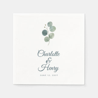 Servilleta De Papel Servilletas de cóctel de boda de salvia eucalipto