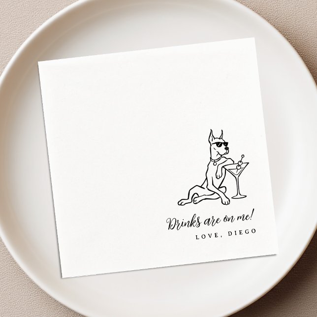 Servilleta De Papel Servilletas de cóctel de boda Doberman Drinks on M (Subido por el creador)