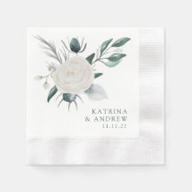 Servilletas de cóctel de boda florales de acuarela