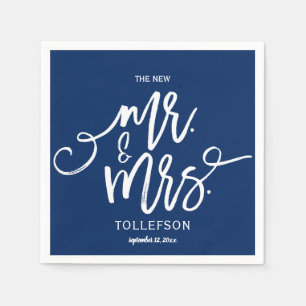 Servilleta De Papel Servilletas de cóctel de boda Tipografía (Azul M