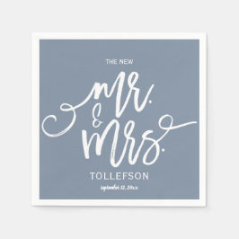 Servilleta De Papel Servilletas de cóctel de boda | Tipografía (Azul P