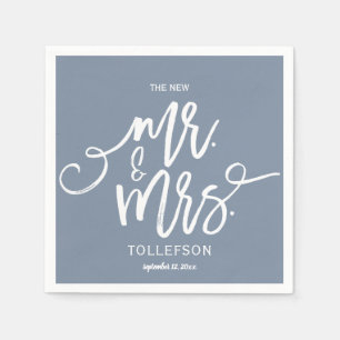 Servilleta De Papel Servilletas de cóctel de boda   Tipografía (Azul P
