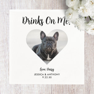 Servilleta De Papel Servilletas de cóctel de bodas con foto de perro
