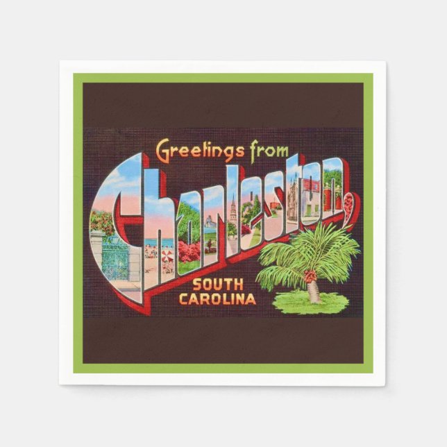 Servilleta De Papel Servilletas de cóctel de Charleston SC Saludos (Anverso)