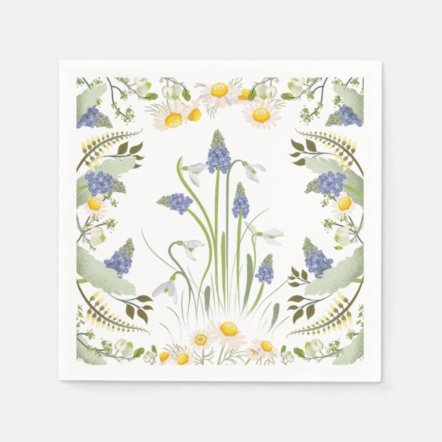 Servilleta De Papel Servilletas de cóctel de flores de verano (Anverso)