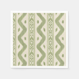 Servilleta De Papel Servilletas de cóctel de Ikat verdes y crema, raya