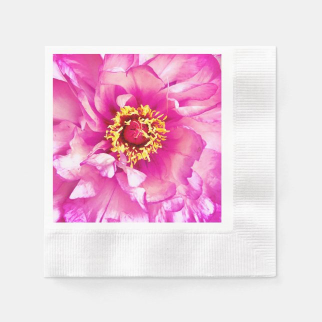 Servilleta De Papel Servilletas de cóctel de peonía rosa (Anverso)