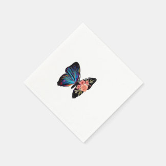 Servilleta De Papel Servilletas de cóctel florales de mariposa iridisc