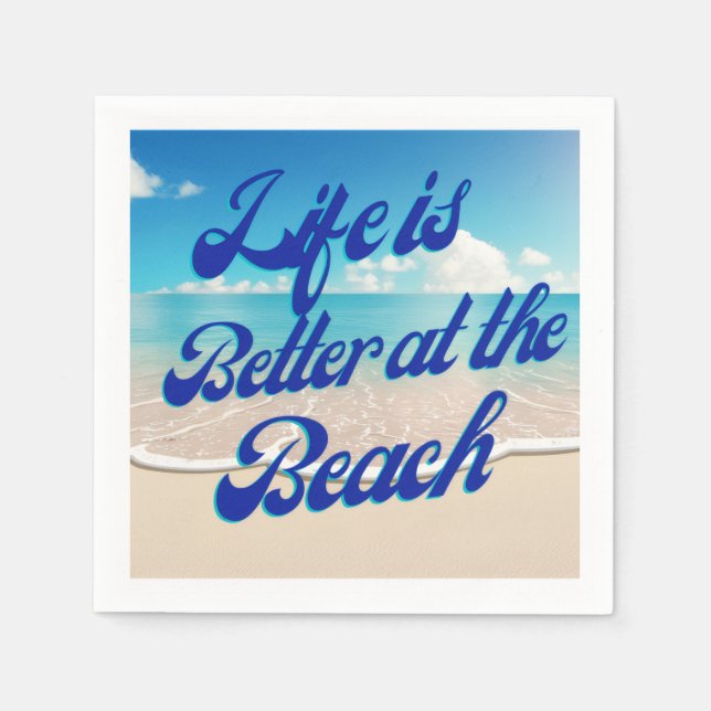 Servilleta De Papel Servilletas de cóctel Life is Better at the Beach  (Anverso)